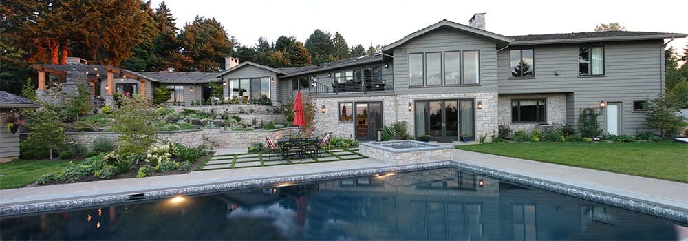 Gray Exterior Design Build Custom Home Remodel West Hills, Portland, OR